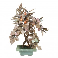 Pair of semi-precious stone fruit tree sculptures